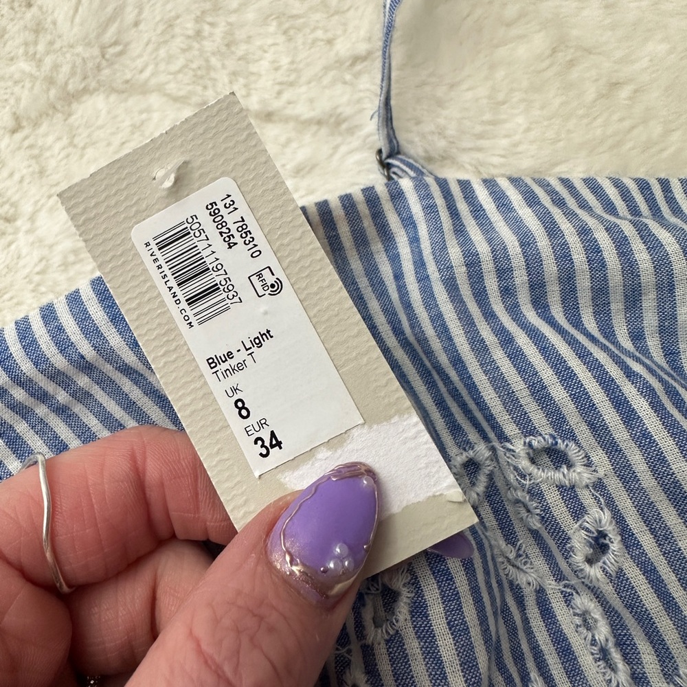 River island eyelet stripe Bralette and shorts set - Picture 6 of 10